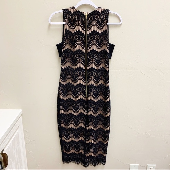 GB Black Guipure Lace Bandeau Cut Out Dress Cocktail Midi - Picture 12 of 12